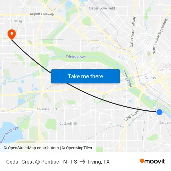 Cedar Crest @ Pontiac - N - FS to Irving, TX map