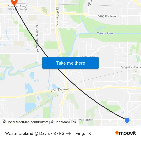 Westmoreland @ Davis - S - FS to Irving, TX map