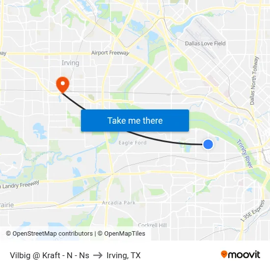Vilbig @ Kraft - N - Ns to Irving, TX map