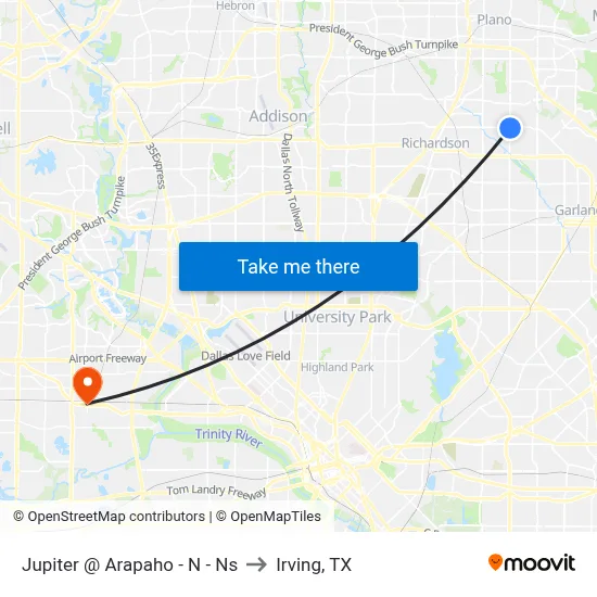 Jupiter @ Arapaho - N - Ns to Irving, TX map