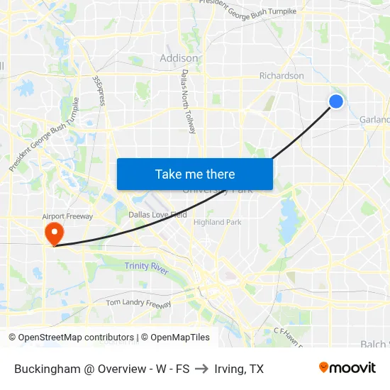 Buckingham @ Overview - W - FS to Irving, TX map