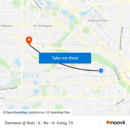 Dennison @ Rutz - E - Ns to Irving, TX map