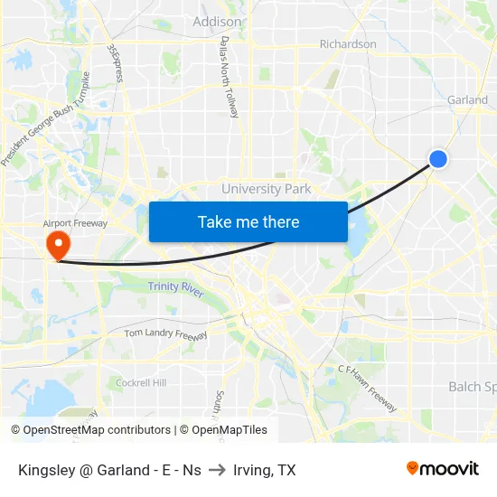Kingsley @ Garland - E - Ns to Irving, TX map