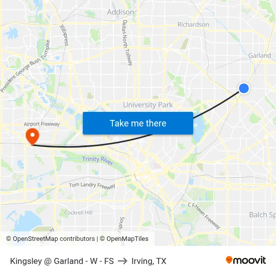 Kingsley @ Garland - W - FS to Irving, TX map