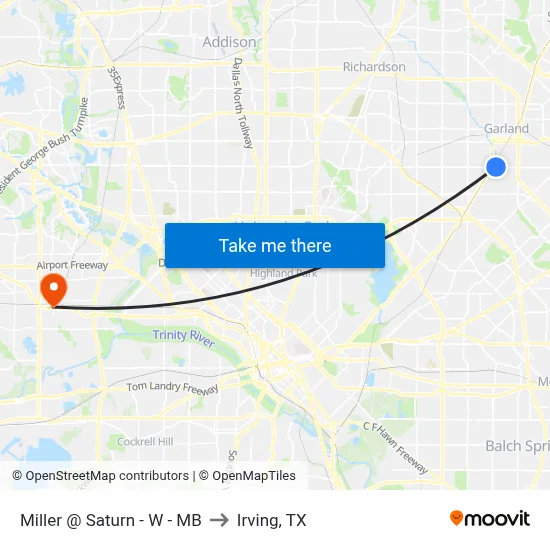 Miller @ Saturn - W - MB to Irving, TX map