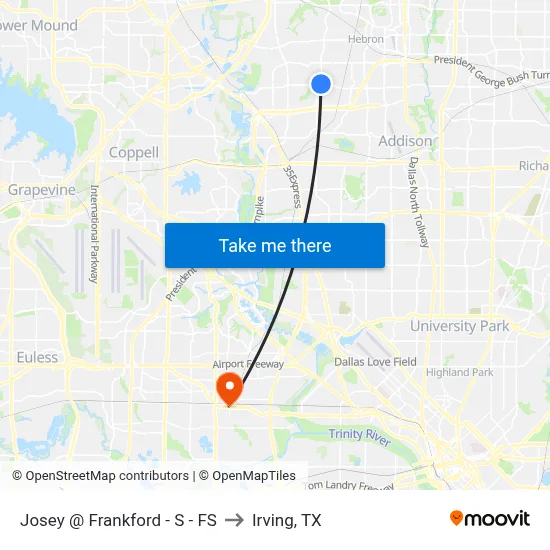 Josey @ Frankford - S - FS to Irving, TX map