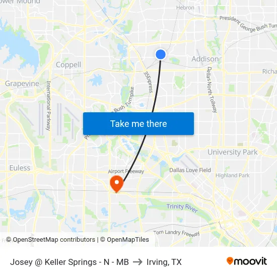 Josey @ Keller Springs - N - MB to Irving, TX map