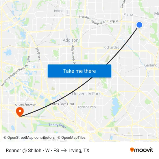 Renner @ Shiloh - W - FS to Irving, TX map