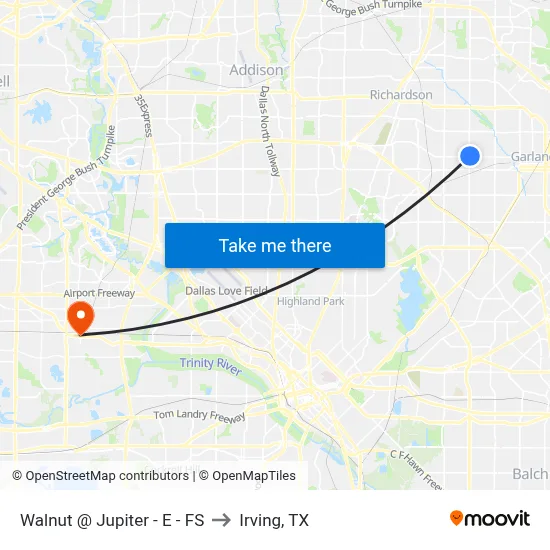 Walnut @ Jupiter - E - FS to Irving, TX map