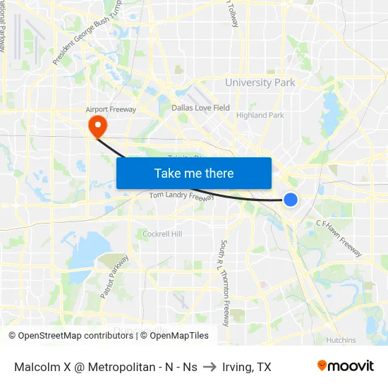 Malcolm X @ Metropolitan - N - Ns to Irving, TX map
