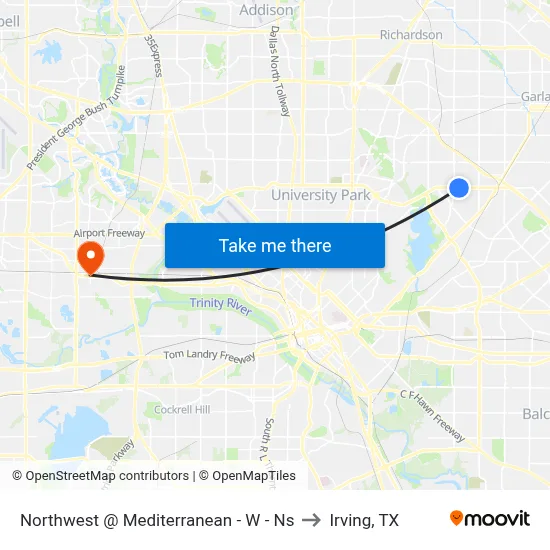 Northwest @ Mediterranean - W - Ns to Irving, TX map