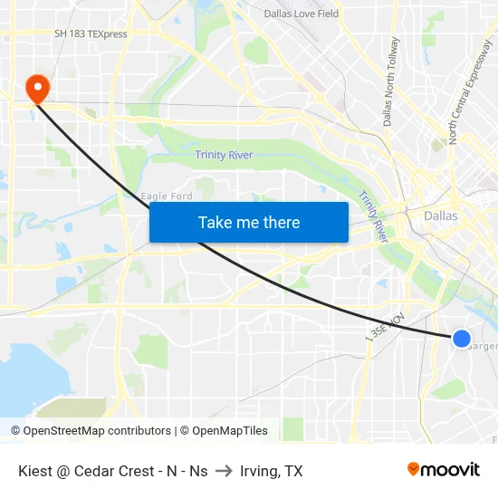 Kiest @ Cedar Crest - N - Ns to Irving, TX map