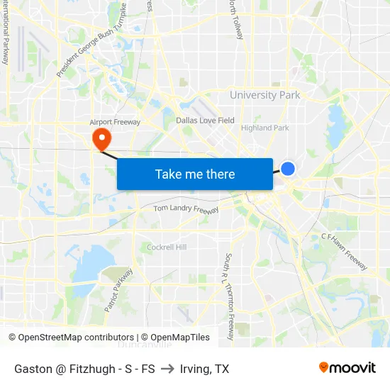 Gaston @ Fitzhugh - S - FS to Irving, TX map
