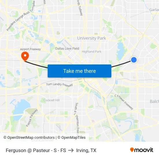 Ferguson @ Pasteur - S - FS to Irving, TX map
