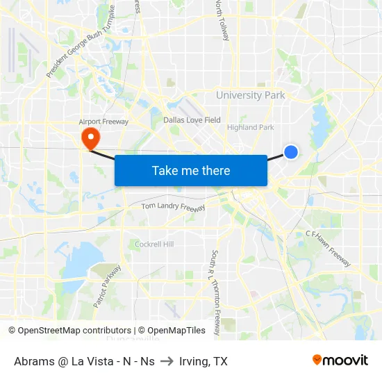 Abrams @ La Vista - N - Ns to Irving, TX map