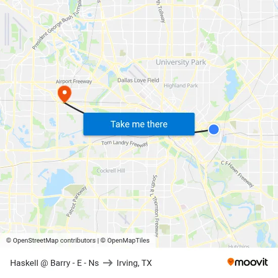 Haskell @ Barry - E - Ns to Irving, TX map