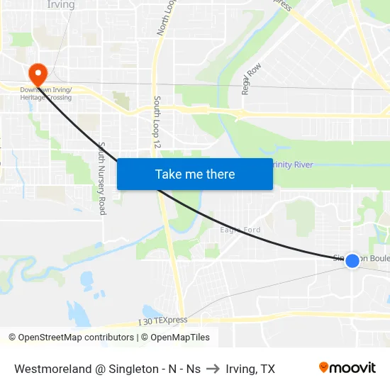 Westmoreland @ Singleton - N - Ns to Irving, TX map