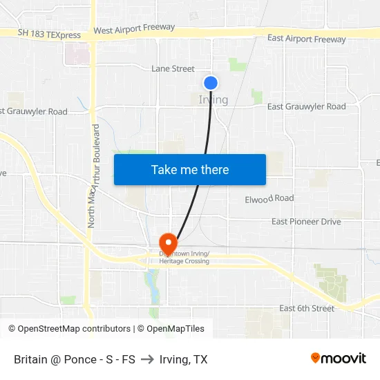 Britain @ Ponce - S - FS to Irving, TX map