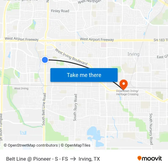 Belt Line @ Pioneer - S - FS to Irving, TX map