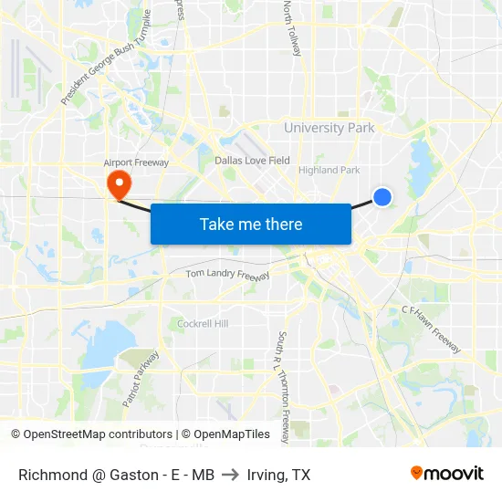 Richmond @ Gaston - E - MB to Irving, TX map