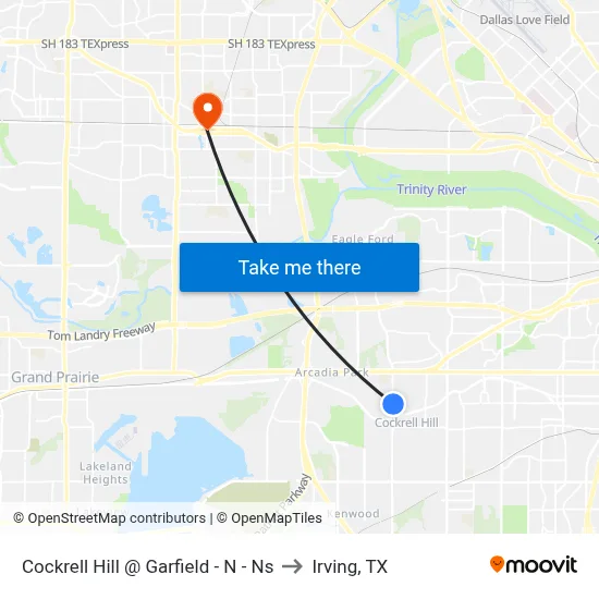 Cockrell Hill @ Garfield - N - Ns to Irving, TX map