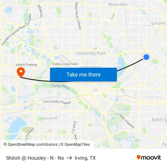 Shiloh @ Housley - N - Ns to Irving, TX map