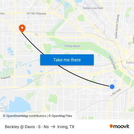 Beckley @ Davis - S - Ns to Irving, TX map