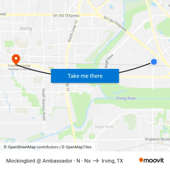 Mockingbird @ Ambassador - N - Ns to Irving, TX map