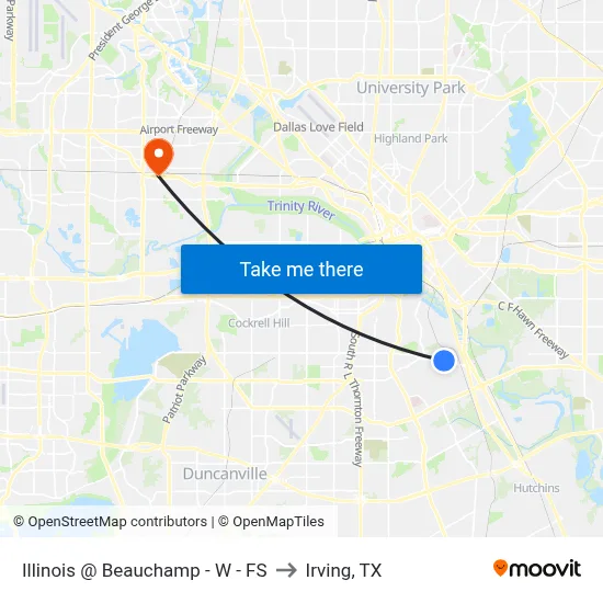 Illinois @ Beauchamp - W - FS to Irving, TX map