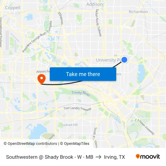 Southwestern @ Shady Brook - W - MB to Irving, TX map
