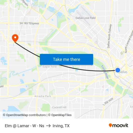 Elm @ Lamar - W - Ns to Irving, TX map