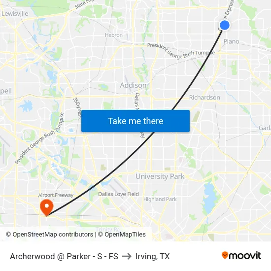 Archerwood @ Parker - S - FS to Irving, TX map