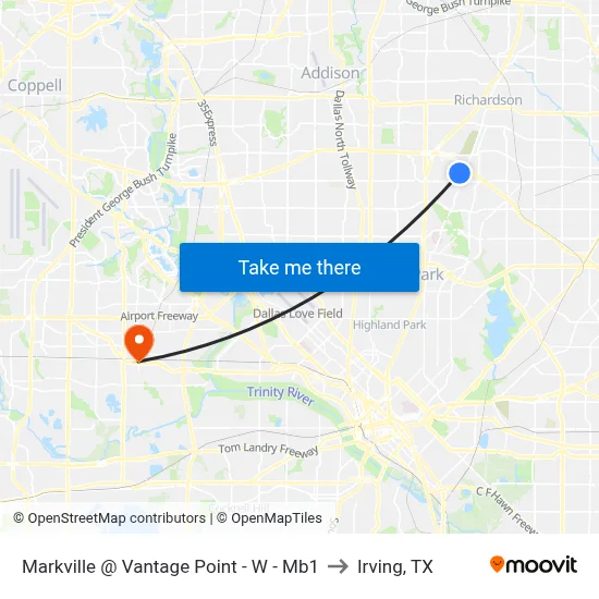 Markville @ Vantage Point - W - Mb1 to Irving, TX map