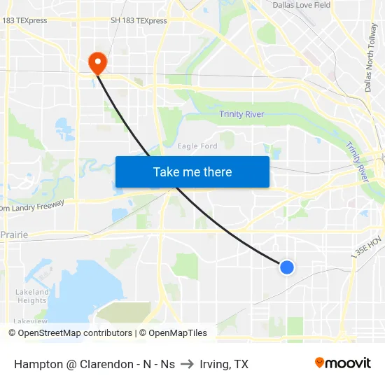 Hampton @ Clarendon - N - Ns to Irving, TX map