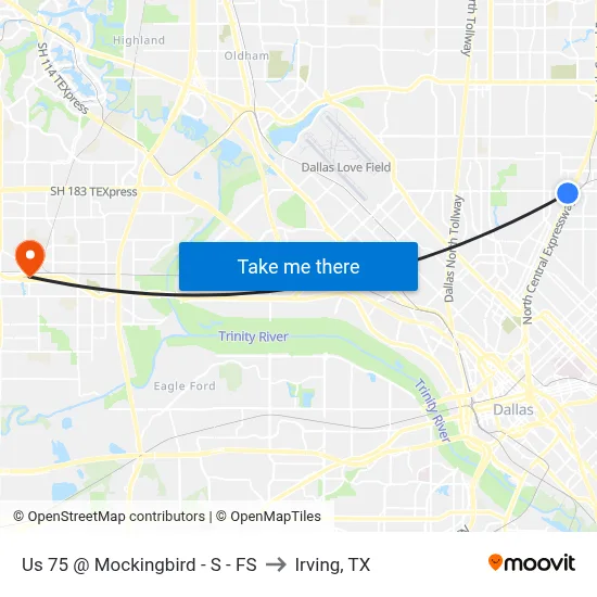 Us 75 @ Mockingbird - S -  FS to Irving, TX map