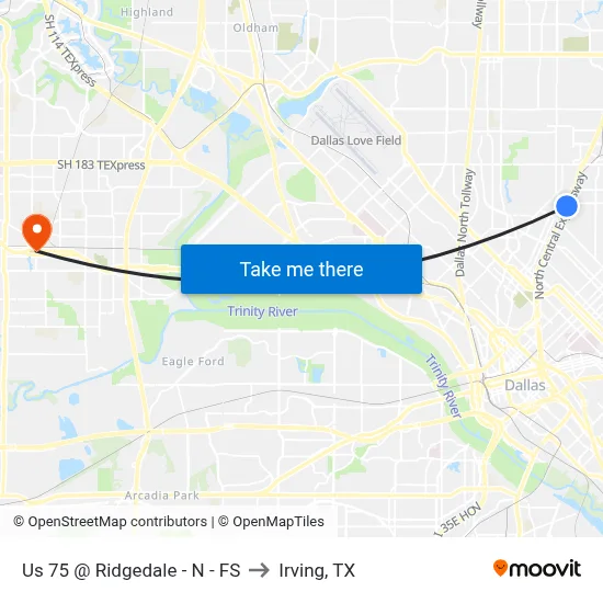 Us 75 @ Ridgedale - N - FS to Irving, TX map
