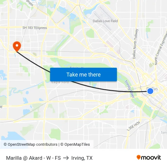 Marilla @ Akard - W - FS to Irving, TX map