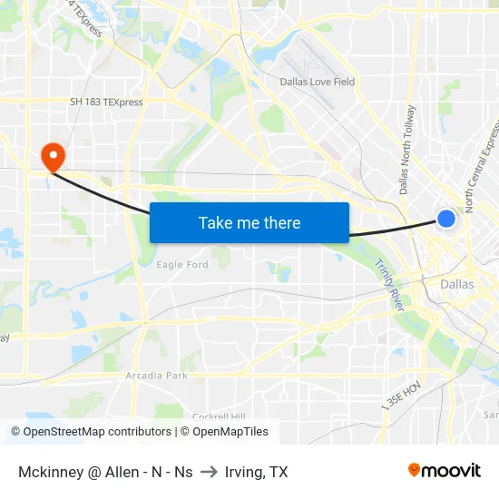 Mckinney @ Allen - N - Ns to Irving, TX map