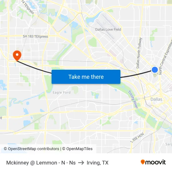 Mckinney @ Lemmon - N - Ns to Irving, TX map