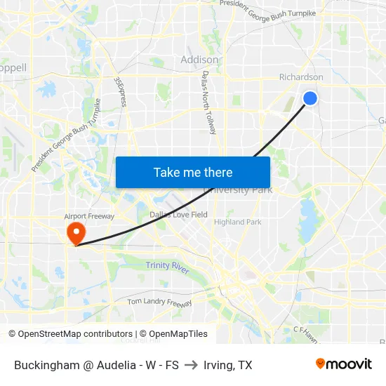 Buckingham @ Audelia - W - FS to Irving, TX map