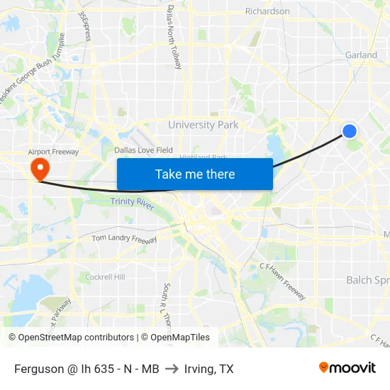 Ferguson @ Ih 635 - N - MB to Irving, TX map