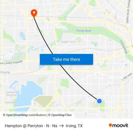 Hampton @ Perryton - N - Ns to Irving, TX map