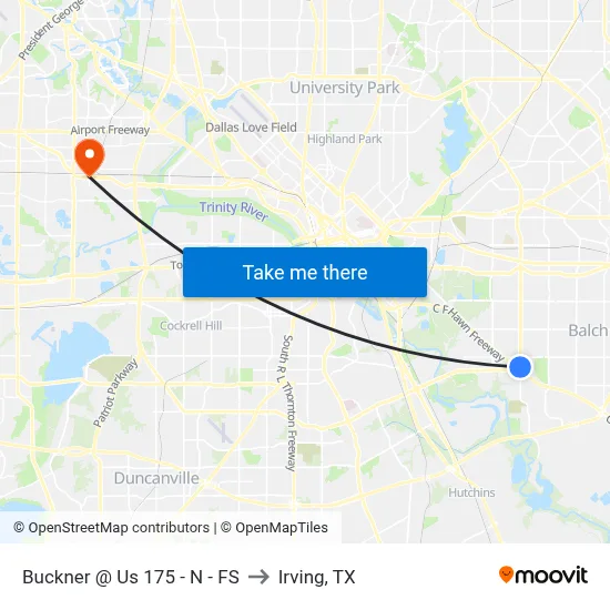 Buckner @ Us 175 - N - FS to Irving, TX map