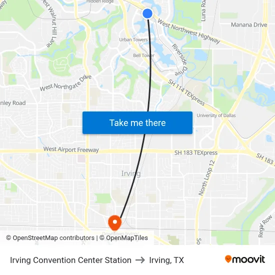 Irving Convention Center Station to Irving, TX map