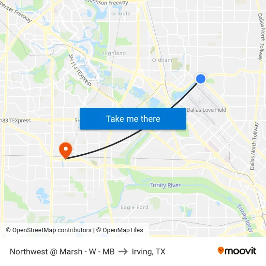 Northwest @ Marsh - W - MB to Irving, TX map