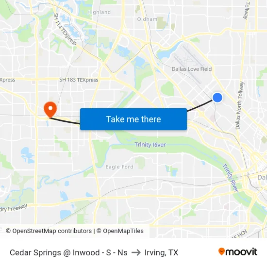 Cedar Springs @ Inwood - S - Ns to Irving, TX map