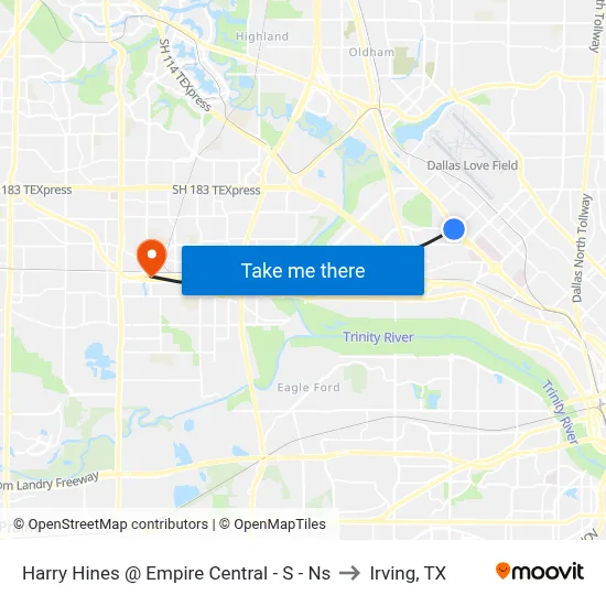 Harry Hines @ Empire Central - S - Ns to Irving, TX map