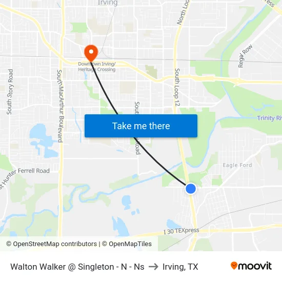 Walton Walker @ Singleton - N - Ns to Irving, TX map