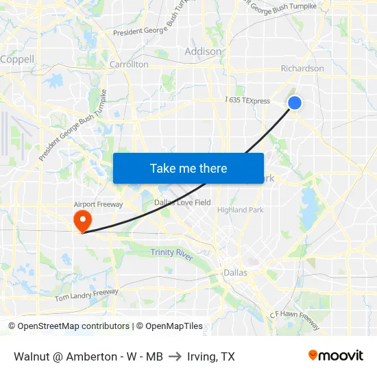 Walnut @ Amberton - W - MB to Irving, TX map