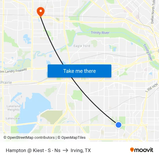Hampton @ Kiest - S - Ns to Irving, TX map
